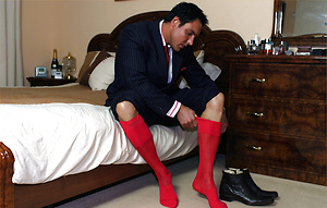 Masked intruder ties Marcello up and tickles his sexy big feet