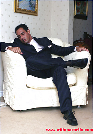 Burglar ties Marcello up and sucks his cock dry by With Marcello image 1