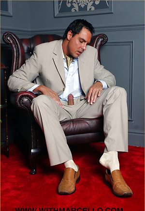 Horny Marcello can't resist having a wank in his study