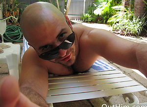 Straight guy shows off dick by the pool!