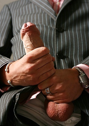 Matt takes off his suit and jacking off his hguge dick