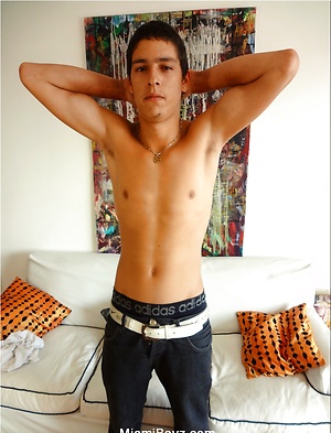 Hot uncut latin boy Javier jacking off