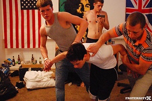 Tied up and treated like a pig for these young guys to dominate him in the dorm