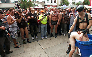 Noah Brooks is dragged through the streets, bound, beaten and pissed on.