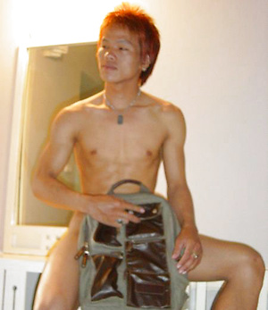 Asian guy shows off his nice cock and hot ass