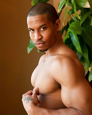 Jackson shows his muscled ebony body