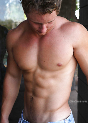 Horny jock Clayton naked