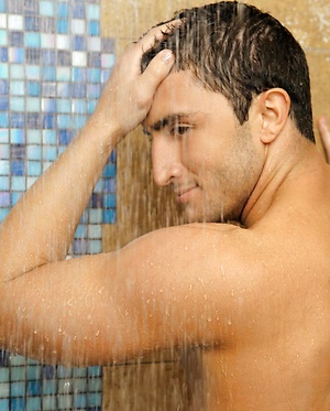 Ace DeCarlo and Nick Sterling start off with a hot, steamy shower and end up with Nick burying his face in Ace's ass and deepthroating his huge cock.