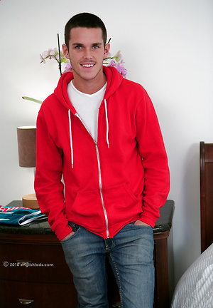 Athletic straight hunk Jay - jacking off and first time playing with toy