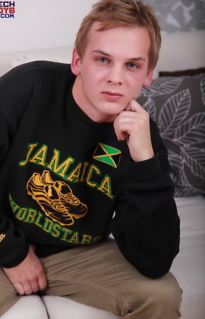 Blond straight boy stripping