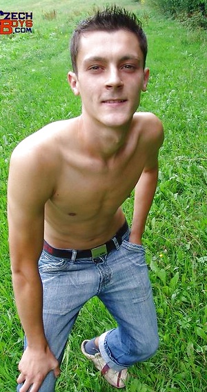 European boy outdoors