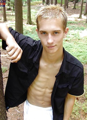 Blond skinny twink naked