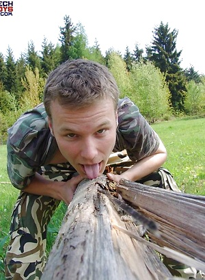 Smooth straight twink outdoors