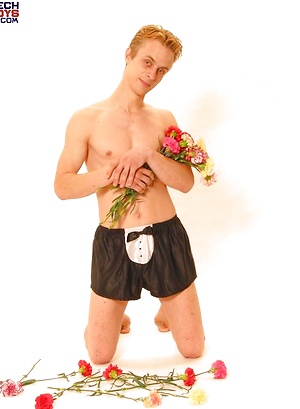 Thin blond boy naked