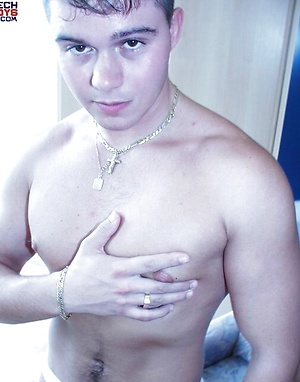 Horny twink jerking off dick