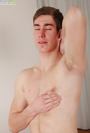 Patrick Hyde strips off uniform and masturbates.