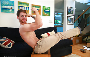 Young Rugby Stud Travis Shows his Ripped Body & Big Uncut Cock & Shoots Loads of Cum! by English Lads image 5