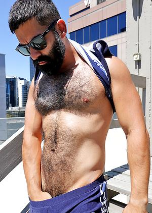 My hot mate Bastien Passif is stripping naked on my city roof