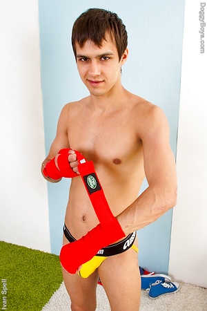 Handsome jock boy Ivan spurts a big load