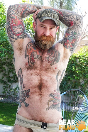 Jack Dixon shows his hairy muscled body and pierced dick by Bear Films image 8