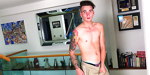 Young Horny Lad Flynn Wank his Massive Uncut Cock & Gets a Little Helping Hand & Shoots a Big load!