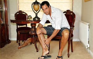 Marcello rubs his feet hard and then his cock softly