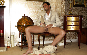 Horny Marcello sniffs his new suede shoes and shoots his load deep inside them