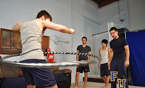 Hot and slender Wolfie is teaching Blaine, Krys Perez, and Chico to gyrate their twink bubble butts like pro's