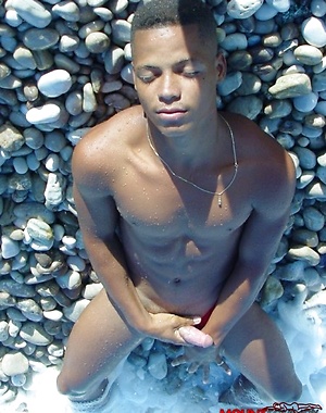 Black young twink with wash board abs and thick cock