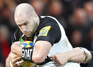 Harlequins rugby star George Robson with his cock and balls peeking out during a scrum!