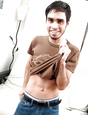 Daniel jacking off his uncut cock