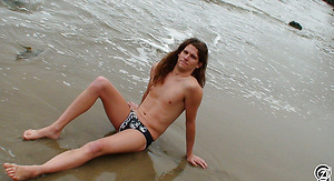 Surfer Dude Spanks It By The Beach