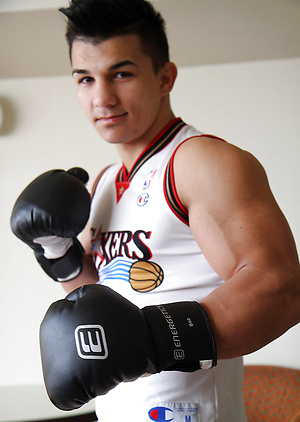 John Pavel looks good as a Latino jock, but he's even hotter when he strips and shows his boner