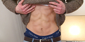 Blond Personal Trainer Ben Shows off his Hard Abs & Big Uncut Erection!