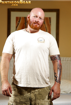 Read beard man Rusty G strokes cock by Pantheon Bear image 1