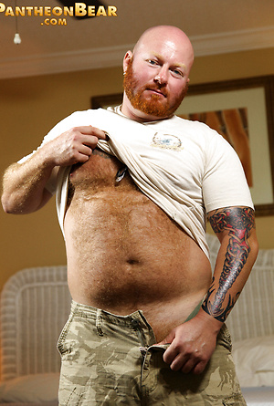 Read beard man Rusty G strokes cock by Pantheon Bear image 2