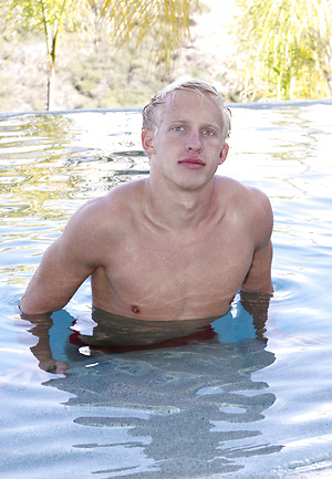 Hot blond twink Everett strokes dick