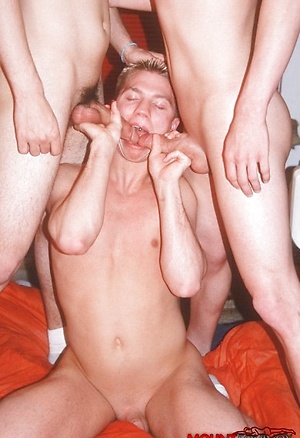 Hot twink threesome with nice facial cum shot scenes.