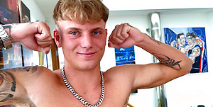 Straight Cameron Shows off his Lean Tanned Body & Wanks his Uncut Cock & Fires a Load of Jizz!