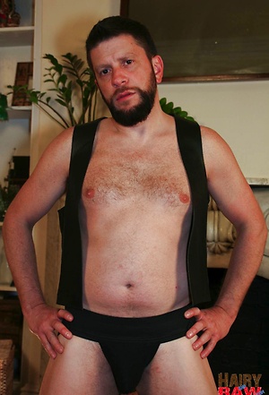 Dark haired gay Randy Scott wanking off his dick by Hairy and Raw image 16