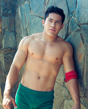 Louis Lee is a studly Latino jock whose little shorts can barely conceal his cock