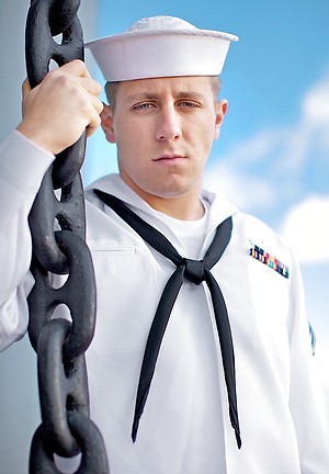 Horny seaman shows his body in and out of uniform, as well as his juicy ass and dick