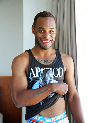 Slim black guy Darnell Forde takes his tight undies off so we can see his uncut cock