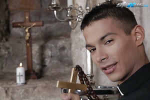 Bible-Banging Threesome Sees Will Sims Spit-Roasted & Splattered With Hot Jizz!