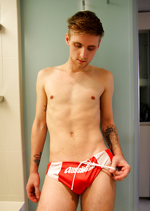 Sydney bottom boy - Axle Dean strips in Ben's bathroom by Bentley Race image 3