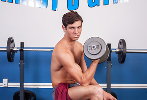 Gym Twink Billy Taylor works his massive cock by Randy Blue image 3
